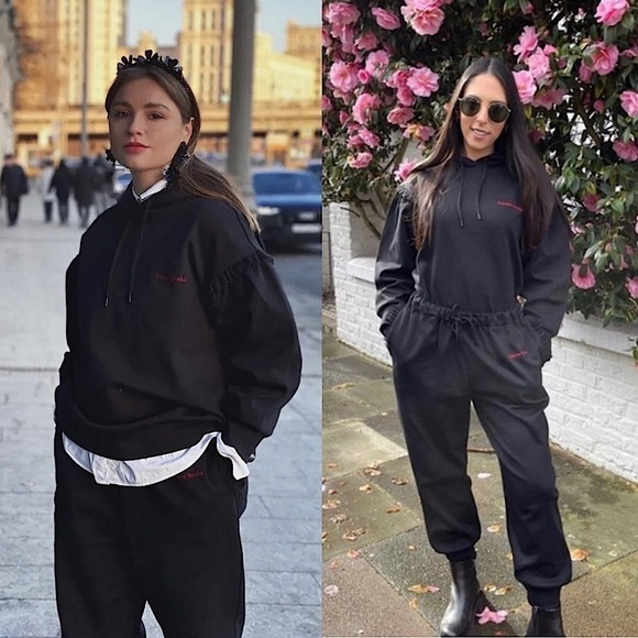 SIMONE ROCHA H&M Logo Embroidered Ruffle Shoulder Puff Sleeve Oversize Hoodie XS - Picture 4 of 13